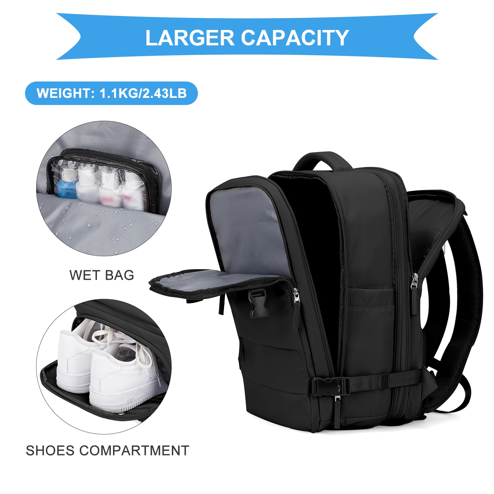 Coowoz® 45L Expandable Travel Backpack