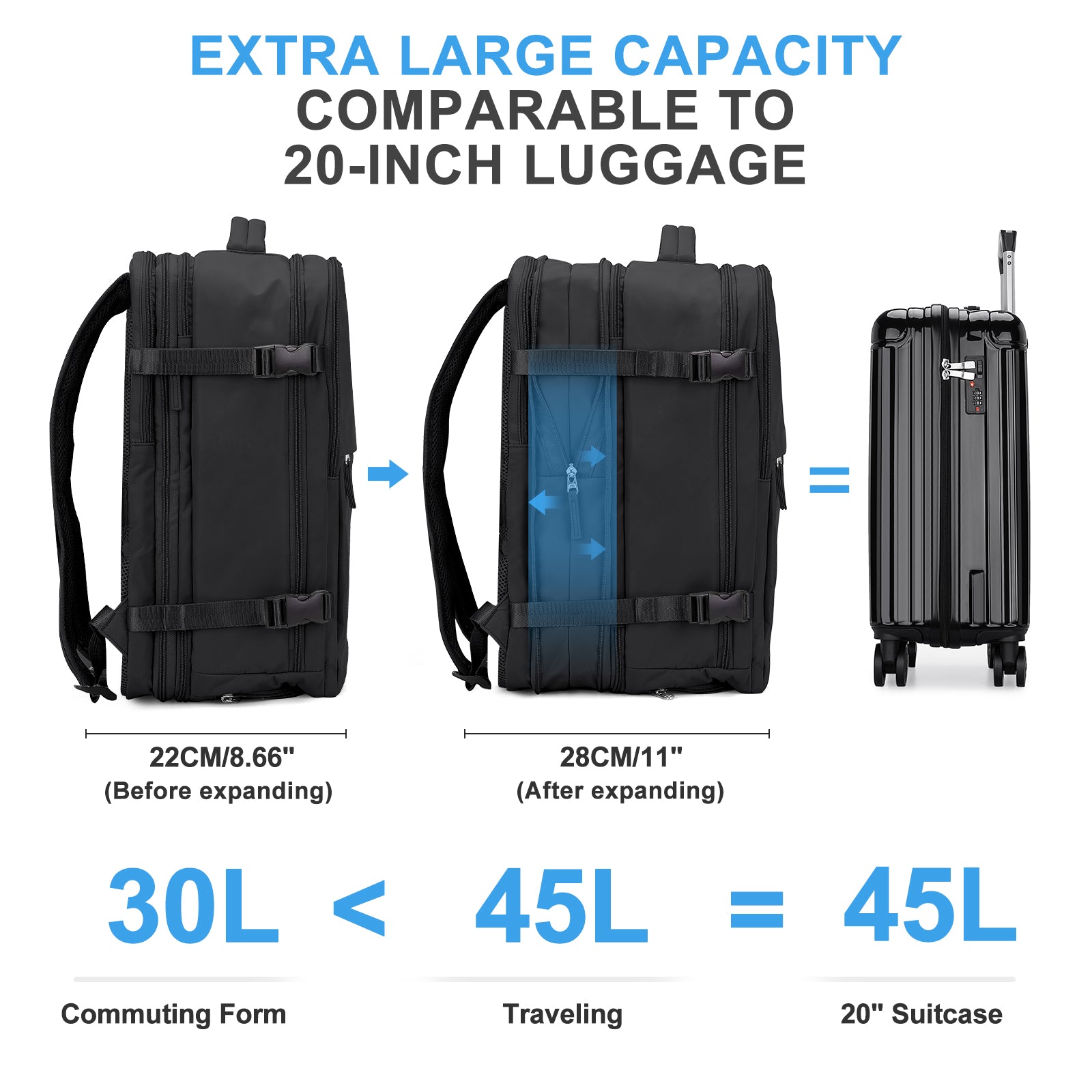 Coowoz® 45L Expandable Travel Backpack